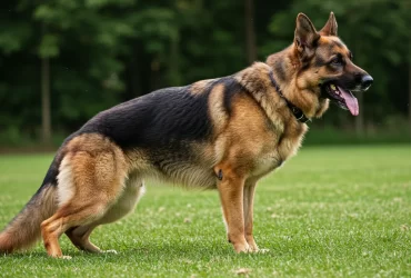 why do german shepherds have a sloped back